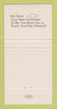 Matchbook Cover - Chevrolet Shearer Burlington VT 30 Strike