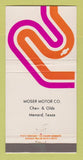 Matchbook Cover - Chevrolet Moser Oldsmobile Menard TX 30 Strike