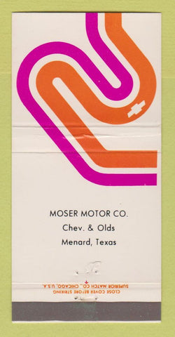 Matchbook Cover - Chevrolet Moser Oldsmobile Menard TX 30 Strike