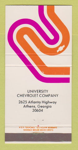 Matchbook Cover - Chevrolet University Athens GA 30 Strike