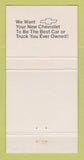 Matchbook Cover - Chevrolet University Athens GA 30 Strike
