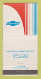 Matchbook Cover - Chevrolet Addington Coeburn VA 30 Strike