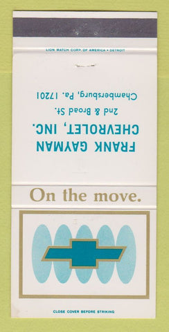 Matchbook Cover - Chevrolet Frank Gayman Chambersburg PA 30 Strike