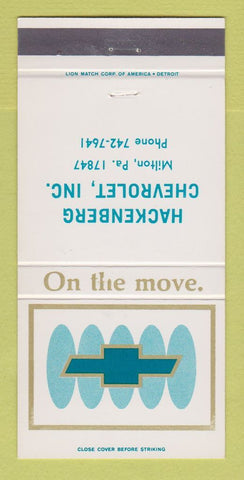 Matchbook Cover - Chevrolet Hackenberg Milton PA 30 Strike