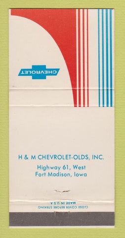 Matchbook Cover - Chevrolet H&M Oldsmobile Fort Madison IA 30 Strike