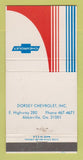 Matchbook Cover - Chevrolet Dorsey Abbeville GA 30 Strike