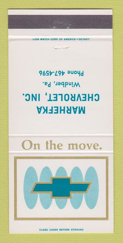Matchbook Cover - Chevrolet Marhefka Windber PA 30 Strike
