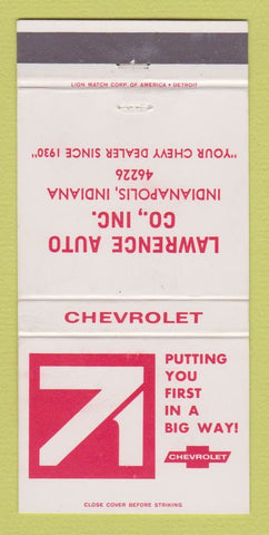 Matchbook Cover - 1971 Chevrolet Lawrence Indianapolis IN 30 Strike