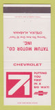 Matchbook Cover - 1971 Chevrolet Tatum Opelika AL 30 Strike