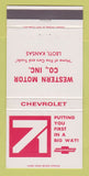 Matchbook Cover - 1971 Chevrolet Western Motors Leoti KS 30 Strike