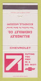 Matchbook Cover - 1971 Chevrolet Billingsley Booneville MS 30 Strike