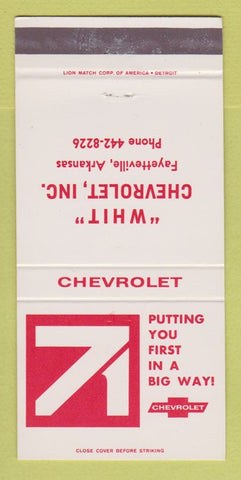 Matchbook Cover - 1971 Chevrolet Whit Fayetteville AR 30 Strike