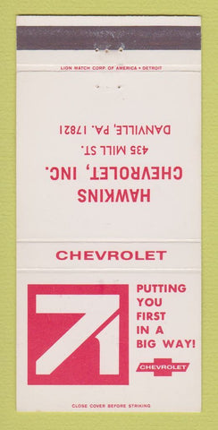 Matchbook Cover - 1971 Chevrolet Hawkins Danville PA 30 Strike