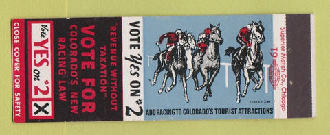 Matchbook Cover - Colorado Horse Racing Tax Proposition Denver