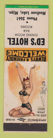 Matchbook Cover - Ed's Hotel Madison Lake MN pinup