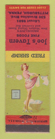 Matchbook Cover - Joe's Tavern Pittsburgh PA pinup