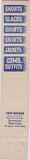 Matchbook Cover - Dennison Clothes New York Ctiy 10 Strike