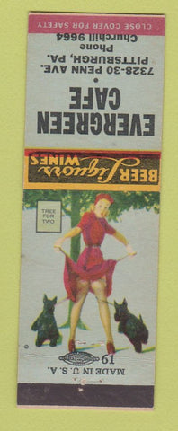 Matchbook Cover - Evergreen Cafe Pittsburgh PA pinup