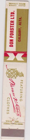 Matchbook Cover - Warren Klook Clothes Calgary AB 10 Strike
