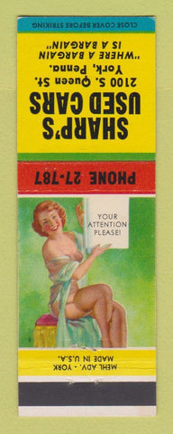 Matchbook Cover - Sharp's Used Cars York PA pinup