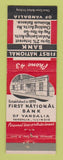 Matchbook Cover - 1st National Bank Vandalia IL low phone #