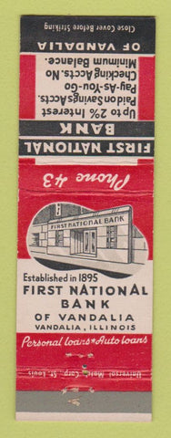 Matchbook Cover - 1st National Bank Vandalia IL low phone #