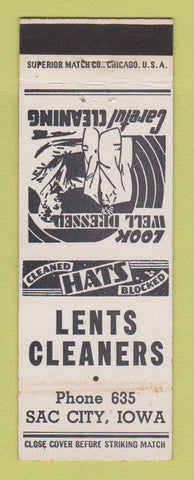 Matchbook Cover - Lents Cleaners Sac City IA