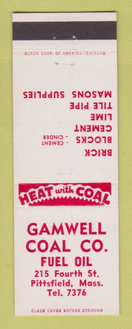 Matchbook Cover - Gamwell Coal Fuel Oil Pittsfield MA