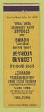 Matchbook Cover - Leonard Storage Package Delivery York PA moving