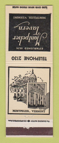 Matchbook Cover - Montpelier Tavern VT low phone #