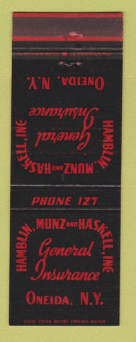 Matchbook Cover - Hamblin Munz Haskell Insurance Oneida NY
