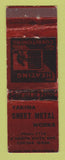 Matchbook Cover - Yakima Sheet Metal Works Yakima WA WEAR