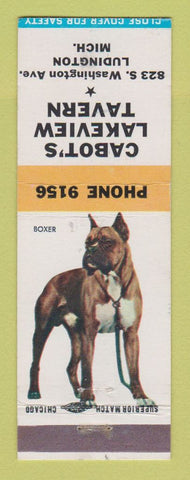Matchbook Cover - Cabot's Lakeview Tavern Ludington MI Boxer Dog