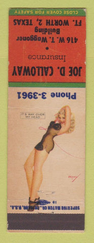 Matchbook Cover - Joe Calloway Insurance Fort Worth TX pinup