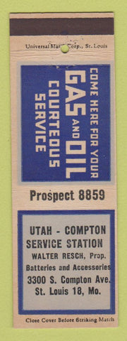Matchbook Cover - Utah Company Service oil gas St Louis MO