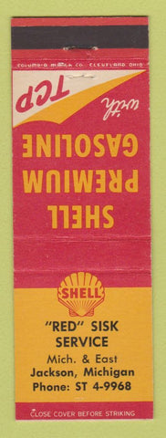 Matchbook Cover - Shell oil gas Red Sisk Jackson MI