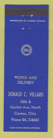 Matchbook Cover - Pure oil gas Donald Villard Canton OH