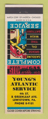 Matchbook Cover - Young's Atlantic oil gas Lewistown PA
