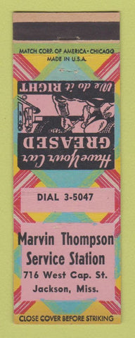 Matchbook Cover - Marvin Thompson Service oil gas Jackson MS