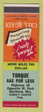 Matchbook Cover - Torque oil gas Hartford WI Elmer Sauter