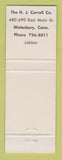 Matchbook Cover - Shell oil gas HJ Carroll Waterbury CT