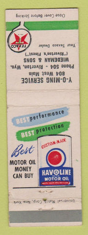 Matchbook Cover - Texaco oil gas YO Ming Riverton WY Wiedeman Sons WEAR