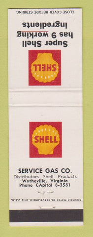 Matchbook Cover - Shell oil gas Wytheville VA