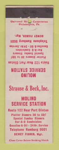 Matchbook Cover - Molino Service oil gas Port Clinton PA WEAR