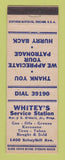 Matchbook Cover - Whitey's Service oil gas Philadelphia? PA?