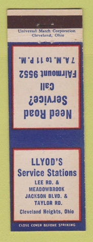 Matchbook Cover - Llyod's Service oil gas Cleveland Heights OH