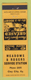 Matchbook Cover - Meadows and Rogers Service oil gas Clay City KY