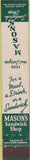 Matchbook Cover - Mason's Sandwich Shop St Joseph MO 10 Strike