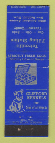 Matchbook Cover - Tetrault's oil gas New Bedford MA Clifford Dog Kennels