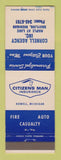Matchbook Cover - Cornell Insurance Citizens Man Grayling MI